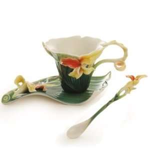 Brilliant Blooms Canna Lily Cup Saucer and Spoon Set  