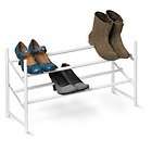Expandable 2 Shelf White Shoe Rack Closet Storage Organizer Durable 