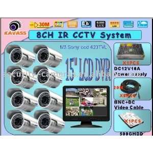  waterproof 8ch cctv system with 15 lcd dvr