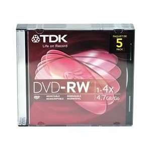  Dvd rw Disc,4.70 Gb,120 Min,4x,pk 5   TDK Electronics