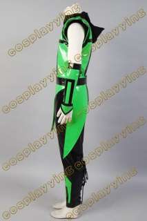 Mortal Kombat Reptile Green and Black Leather Cosplay Costume  