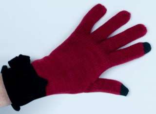 SmartTips Knit Touchscreen Compatible Gloves Red with Bow Texting 