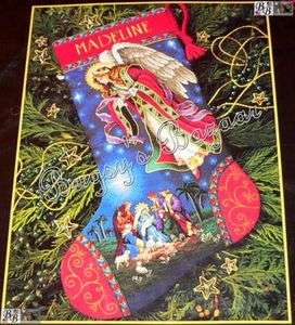   Gold HEAVENLY ANGEL ,MAGI Counted Cross Stitch Christmas Stocking Kit