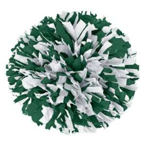 Mix Plastic Cheerleaders Poms DARK GREEN/WHITE 3/4 W 6 L   2 COLOR MIX 