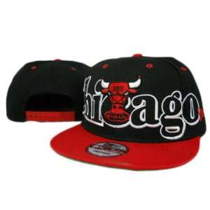  NBA Big Chicago Bulls Snapback Hat Black Red Sports 
