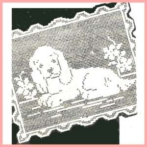 Vintage Filet Crochet Pattern ~ Puppy Dog Chair Set #2  