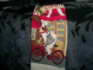 CHEF ON A BIKE CROCHETED KITCHEN TOWEL WITH A BLACKTOP  