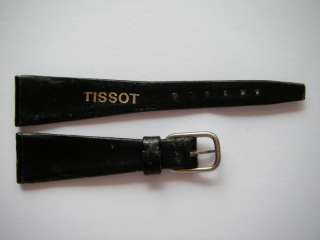 Tissot vintage black croco print thin watch band 18 mm  