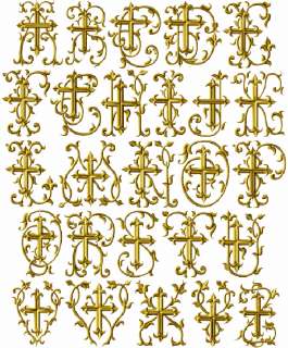 Christian Crosses machine embroidery font   natural size sample