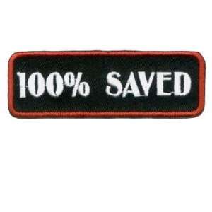   Saved Red Embroidered Cool Christian Biker Patch 
