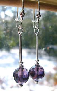   Arts •• Purple Crystal Cosmic Drop Earrings   Bridal / Prom  