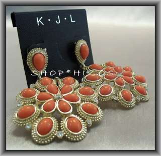 KENNETH JAY LANE CORAL CABACHON CRYSTAL DROP EARRINGS  