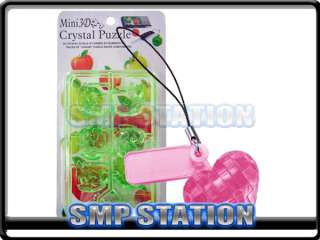 3D Crystal Puzzle 14pcs Mini Heart Charm Dangle Pink  