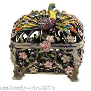 Dazzlers Jewelry Peacock Trinket Box with Swarovski Crystals  