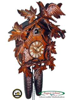 Black Forest Cuckoo Clock 8 Day 9 Leaves & Cuckoo NEW  