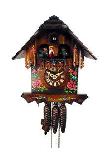 Black Forest Cuckoo Clock Music Dancer Roses 10.6in NEW  