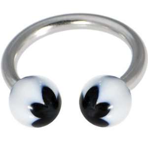  Horseshoe   Black Flower Circular Barbell Jewelry