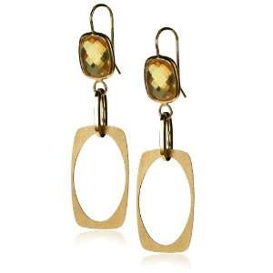    14k Yellow Gold & Citrine Open Oval Dangle Earrings Jewelry