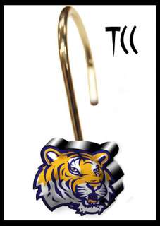   Louisiana State University LSU Tiger Shower Curtain Rings 12 Hooks