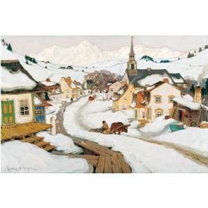  Village In The Laurentians   Canvas By Clarence Alphon Gagnon 