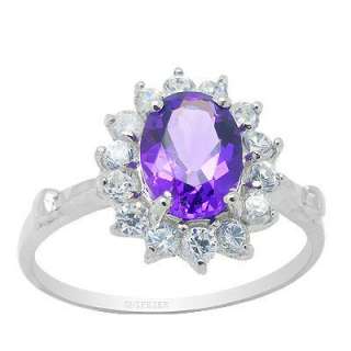 5X7mm Oval Cut purple Amethyst Sterling Silver Ring  
