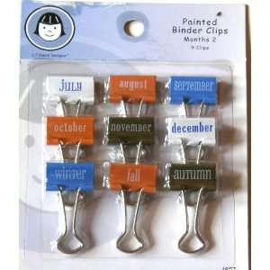  Painted Scrapbooking Binder Clips Month and Season, Set of 