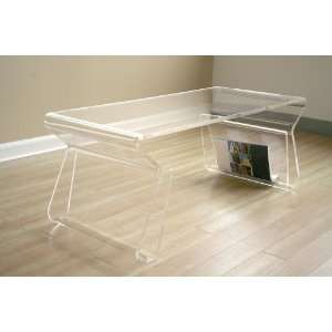  Unique Acrylic Clear Coffee Table with Magazine Rack 