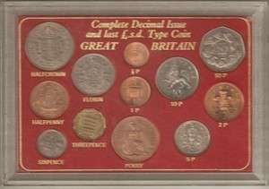 Great Britain Complete Decimal Issue & last LSD Coins  