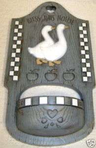 Vintage Homco Burwood Blue Goose Duck Wall Pocket  