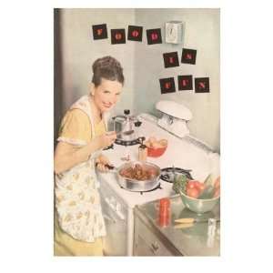  Food is Fun, Cooking on Stove Top Premium Poster Print 