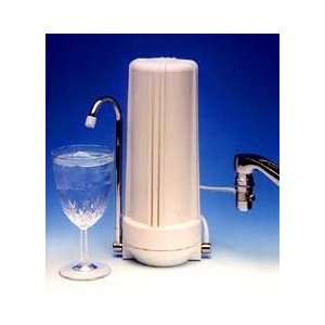 CuZn Countertop Water Filter, White Refillable, with Double Diverter