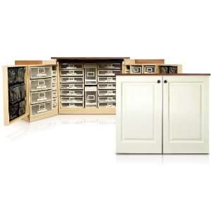   Vanilla Raised Panel Craft Storage Cabinet Box 