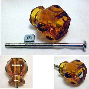 NEW Amber Topaz Glass Drawer Pull Cabinet Door Knob  