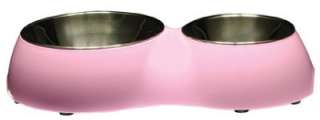 Dogit Double Diner Dog Dish Water Food Bowl PINK  