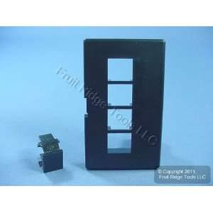 Leviton Black Quickport 4 Port Cubicle Wallplate Data Faceplate Fits 