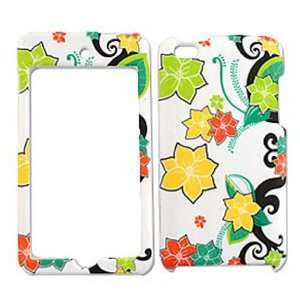 Apple iPod Touch 4 (iTouch) Colorful Flowers on White Hard Case, Cover 