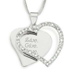    Personalized Sterling Silver Cz Heart Necklace Gift Jewelry