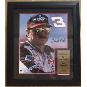  Dale Earnhardt Framed Photograph With Real Piece Of Car 