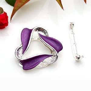 Scarf Ring Gorgeous Lady Pin Brooch Clip On Style Silver Metallic With 