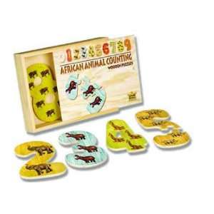  African Animal Wooden Counting Puzzle Toys & Games