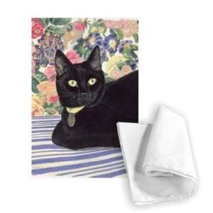  Black Cat (pastel on paper) by Anne Robinson   Tea Towel 