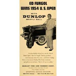  1954 Ad Ed Furgol Dunlop Maxfli Ball Golf Vintage Car 