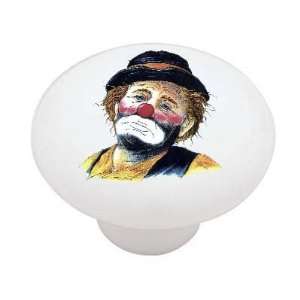 Emmett Kelly Sad Clown Decorative High Gloss Ceramic Drawer Knob