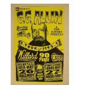  GG Allin Handbill and the Murder Junkies Poster G.G 