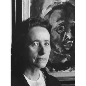 Rouault Standing Beside a Self Portrait of Her Father Georges Rouault 