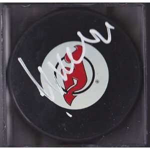 Jacques Lemaire Autographed Puck   New Jersey Devils Logo 