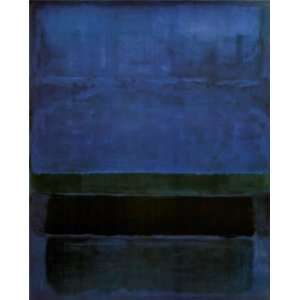 Mark Rothko 30W by 37H  Blue, Green, and Brown CANVAS Edge #4 1 1 