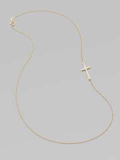 Mizuki   14K Yellow Gold Side Cross Necklace    