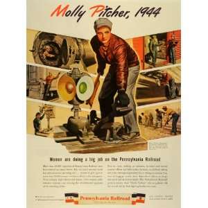  1944 Ad Pennsylvania Railroad Molly Pitcher Rosie the 