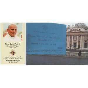   Paul II The Great Beatification Holy Card Blessed by Pope Benedict on